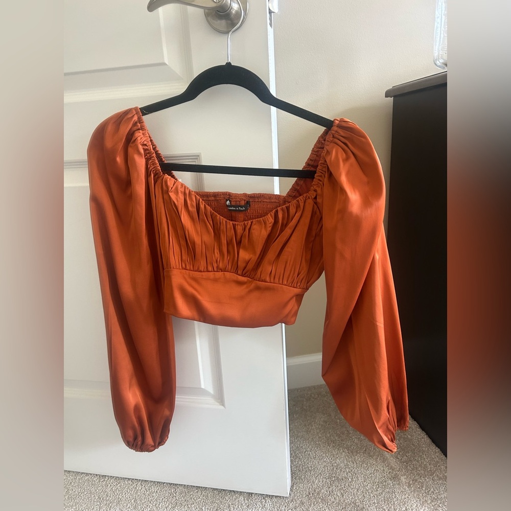 Abercrombie & Fitch Rust Orange Long Sleeve Crop Top